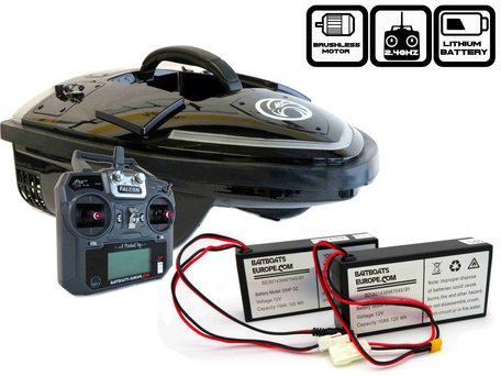 Sight Tackle Falcon Black Voerboot met Lithium ION Accu's (40aH!)